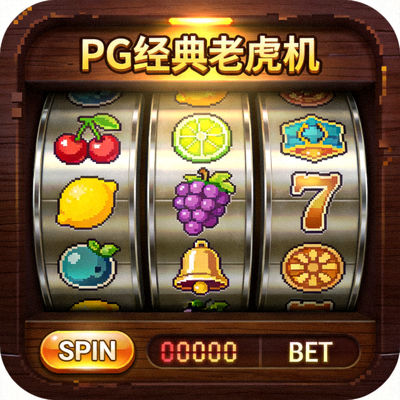 PG经典老虎机模拟器游戏界面截图，展示复古风格图标与转轮