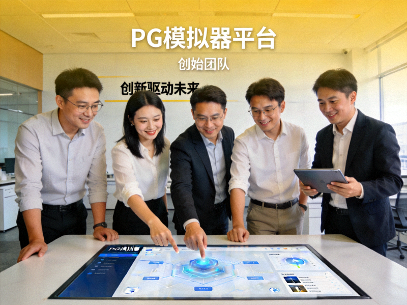 PG模拟器平台创始团队成员合影，展示团队协作与创新精神