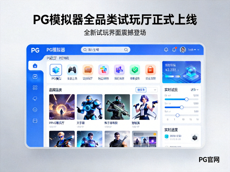 PG模拟器全品类试玩厅正式上线PG官网的新闻配图，展示全新试玩界面