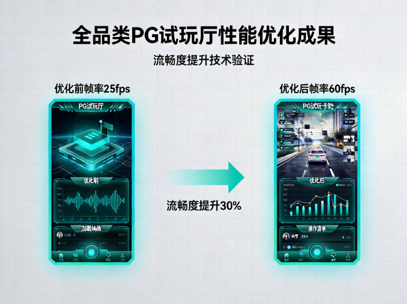 全品类PG试玩厅性能优化技术文章配图，展示流畅度提升