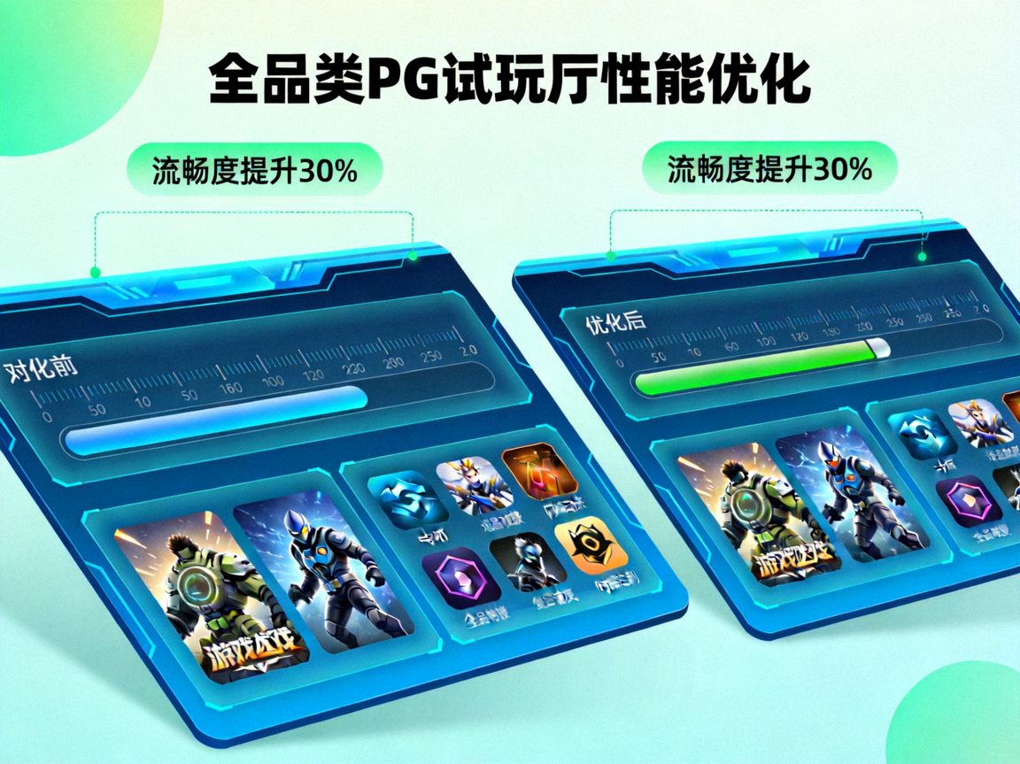 全品类PG试玩厅性能优化技术文章配图，展示流畅度提升